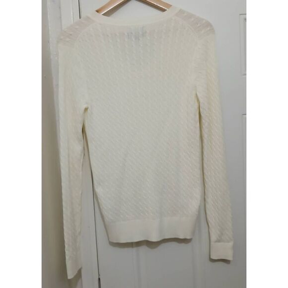 Tommy Hil womens medium 100% pima cotton cable knit ivory lightweight sweater - Picture 5 of 8